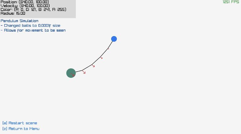 Demonstration of the physics engine